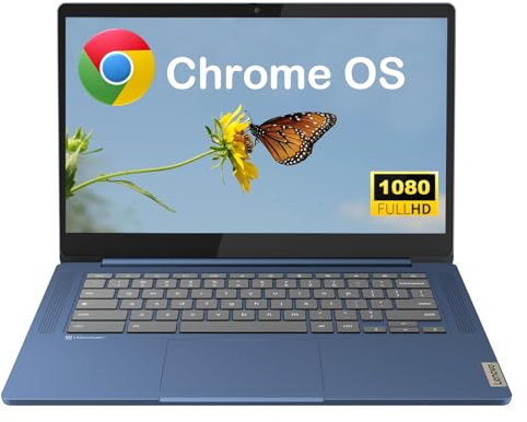 Lenovo IdeaPad Slim 3 Chromebook, pantalla Full HD de 14 pulgadas (1920 x 1080), CPU MediaTek Kompanio 520 de 8 núcleos, 4 GB de RAM, 320 GB (eMMC de 64 GB + tarjeta micro SD de 256 GB), Wi-Fi 6, azul