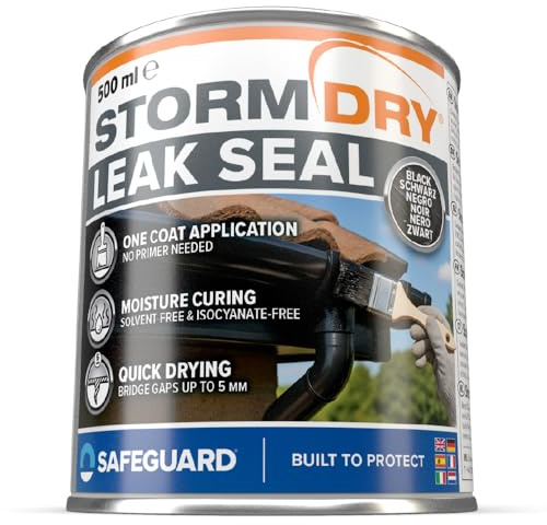 Stormdry Flüssigkunststoff Schwarz 500 ml - Schnelle Abdichtung fürs Dach | Hybrid-Polymer - Ideal als Dachabdichtung - Flachdach, Garagendach, Carport, Regenrinnen - Wetterfest