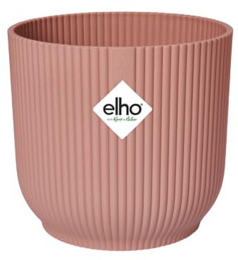 Elho Vibes Fold Rond 35cm Pot de Fleur - Rose Poudré | Ø 34.9 x H 32.4 cm | Convient à une Utilisation Intérieure | Plastique 100% recyclé