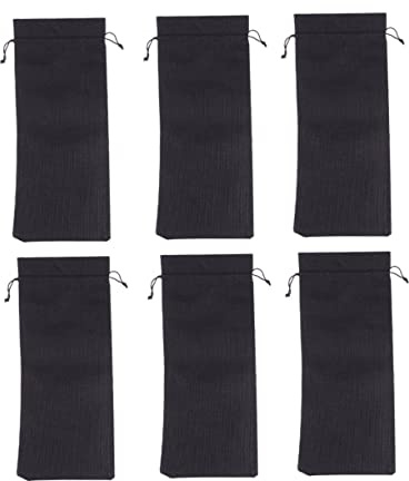 UTHCLO 6stücke Weinflasche Taschen Jute Reusable Flasche Wrap Geschenkbeutel Kordelzug Weinbeutel