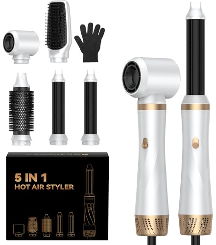 UMIGA Hairstyler Airstyler 5 IN 1 Hairstyler 1000W Haarstyler Multistyler | Haarstyler mit warmluftbürste rundbürstenföhn Lockenstab Föhnbürste, 3 Temperatur für Volumen, Glätten, Locken und Föhnen
