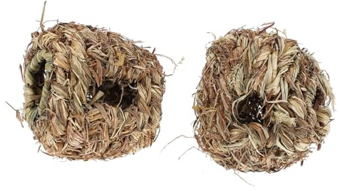 ARTSEWPLY 2pcs Natural Woven Grass Balls Rabbit Chew for Small Pets Hamster Molar Dental Care Boredom Relief for Rabbits and Rodents