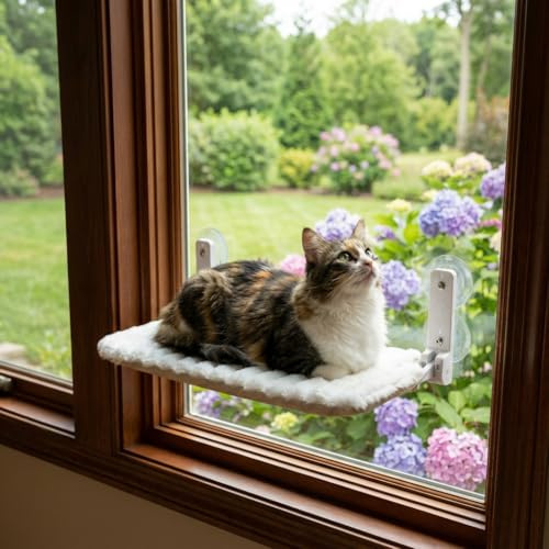 Cat Window Perch with Strong Suction Cups Easy Clean Cat Hammock Window Seat for Hammock for Large Cats