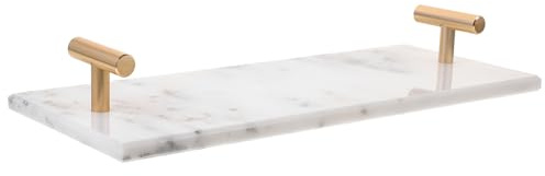 LIFKOME Vassoio Porta-Torte in Marmo Bianco 30X10 CM Vassoio Porta-Gioielli Elegante per Dessert e caffè Espositore per Dolci e Oggetti Decorativi