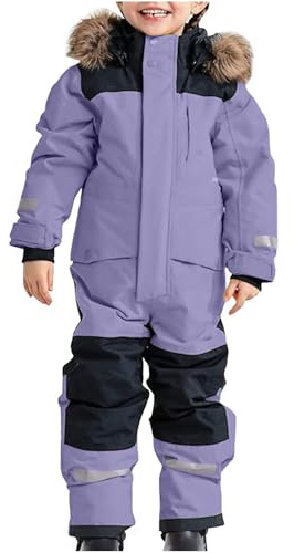 Barn Utomhus Skiddräkt Småbarn Hel Snöoverall Vattentät Varm Snödräkt Vinter Baby Pojkar Flickor Overaller Lila 3 4-5 År