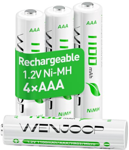 WENJOOP Rechargeable AAA Batteries 4 Pack, 1100mAh 1.2V NiMH High Capacity, Low Self Discharge Triple A Batteries for Toys, Remotes, Flashlights