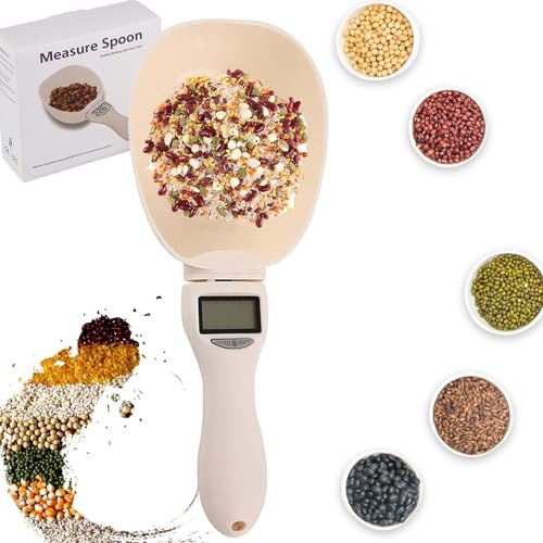 Cuillère à mesurer électronique avec conversion, cuillère à mesurer numérique, 800 g/0,1 g, haute précision avec écran LCD, outil de pesage domestique portable pour animaux de compagnie, chien, chat