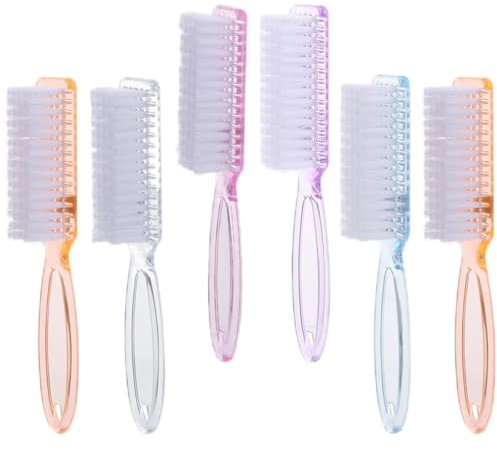DRESSOOS Set 6 Spazzole per Unghie Manico, Piccole Spazzole per Pulizia Unghie Mani e Piedi, Accessori per Manicure e Pedicure Impugnatura Ergonomica, per Uso Colore Casuale