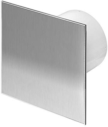 Ø 125 mm Badventilator Edelstahl mit Feuchtigkeitssensor Timer Nachlauf und Rückstauklappe Lüfter Ventilator Front Wandlüfter Badlüfter Ventilator Einbaulüfter Bad Küche leise 12,5 cm