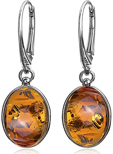 Ian and Valeri Co. Amber Sterling Silver Large Oval Earrings