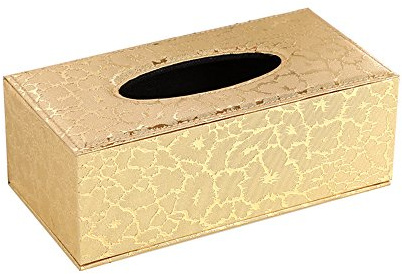 LLRY robuste PU-Leder-Taschentuchbox für Auto & Fahrzeug-Dekoration, eleganter Kosmetiktuchhalter für Haushalt & Büro, rechteckige Taschentuchbox (1 Stück, Gold)