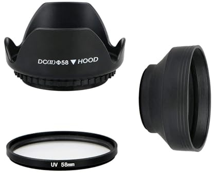 EEEKit 58mm Tulip Flower Lens Hood with UV Filter Lens for Canon EOS 77D 80D Rebel T8i T7 T7i T6i XTi SL2 DSLR Camera