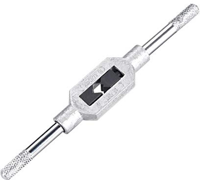 sourcing map Tourne à Gauche Porte Taraud Réglable Robinet Clé Poignée pour Métrique M1-M8 W1/16-1/4 Poignée，Robinet Fraise Clé à Tarauder Outil Outil Acier Poignée avec Chrome Plated