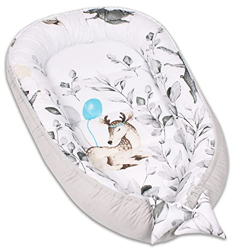 PaLulli® Babynestchen, 3-teiliges Set, hohe Qualität, 95 x 55 cm, mit Kuscheldecke, herausnehmbarer Einlage, Baumwolle, Oeko-Tex