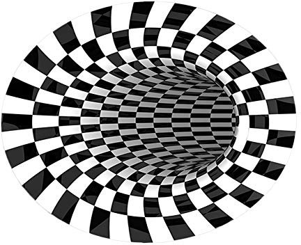 Runder Teppich 3D Wirbel Optischer Täuschung Teppich,3D Visual Illusion Rutschfester Teppich Dreidimensionaler Schwarzweiß Vortex Teppiche Schlafzimmer Esszimmer Sofa Matte Bodenmatte Grau 100CM
