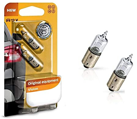 2x Philips Vision H6W 12V BAX9S 12036B2 Weiß High Tech Ersatz Halogen Birne für Hecklicht Parklicht Rückfahrlicht Standlicht E-geprüft