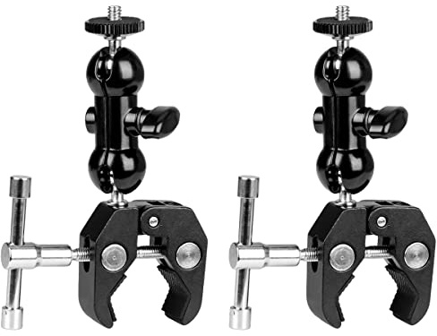 Koolehaoda 2pcs Magic Arm Doppelkugelkopf Halterung mit Krabbenklemme für LCD-Monitor DSLR Kamera Rig - Schwarz