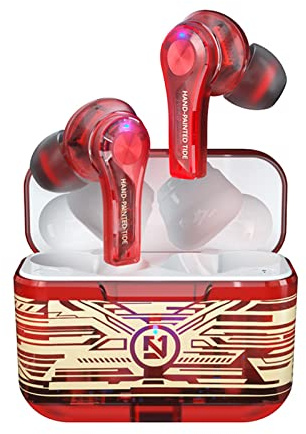 Écouteurs Bluetooth sans Fil TS-200 Transparent Graffiti, Casque à Réduction de Bruit Physique Intra-auriculaire, Microphone Mains Libres Optimisé pour la Voix Humaine, Commande Tactile, Lecture D
