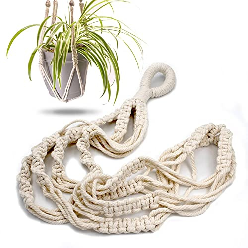 Macrame Plant Hanger with Short Rope (No Tassel) - 23 Inch - Cotton Macrame Cord for Boho Decor Flower Pots - Bohemian Chic Home Decor, Simple Indoor Outdoor Hanging Houseplants or Terrarium | 1 Pack