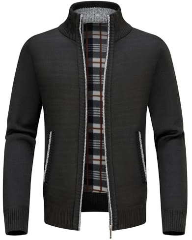 KUDORO Cardigan Gilet Homme Pull Homme Veste en Maille Chandail Zippé Chaud