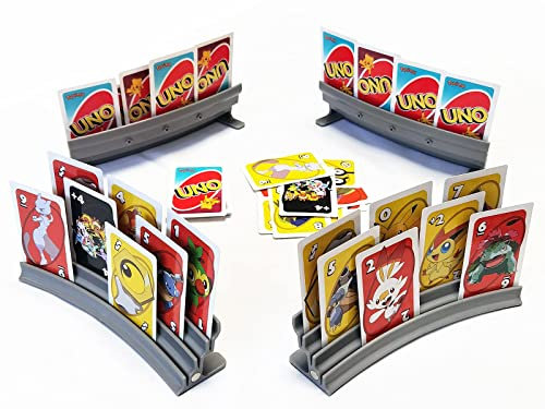 BRADYS HOUSE - Ausziehbarer Kunststoff Spielkartenhalter 4er Set (grau), Kartenhalter für Kartenspiele
