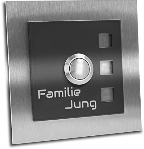 Jung Edelstahl Design Edelstahl Türklingel Manhattan 007 anthrazit pulverbeschichtet LED Taster Klingel mit Gravur Edelstahlklingel Klingelschild 10x10 cmTürklingel (ohne LED)