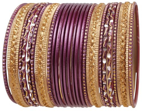 Touchstone „Bunte 2 Dutzend Armreif Kollektion“ Indische Bollywood Pastell Zwiebeln Goldene Glasur Designer Schmuck Special Große Größe Armreif Armbänder Set von 24 in Goldton für Frauen.