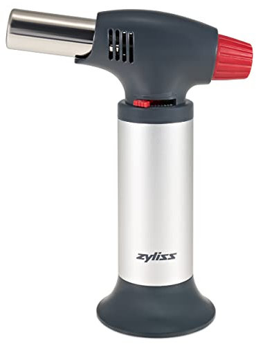 Zyliss Kitchen Blowtorch, Adjustable Flame, Safety Lock, Chefs Tool for Browning/Caramalising, Easy Refill, Silver/Black