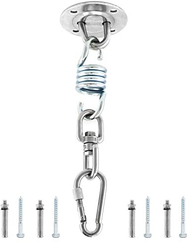 QWORK® Deckenhaken Hängesessel Schwingfeder 360°, Edelstahl, Deckenhalterung bis 450KG, für Hängematte, Boxsack, Hängemattenschaukeln