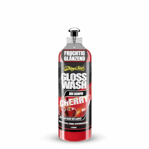 ShinyChiefs GLOSSWASH Kirsche - WASH & WAX - Mildes Autoshampoo - 500ml | mit Glanzverstärker für den Just-Waxed-Look nach der Autowäsche - Schonende Autoreinigung 2in1 mit sichtbarem Lackschutz
