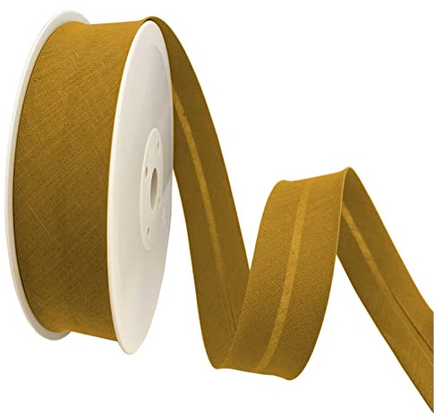 TEXTEX = 40 mm Breites Schrägband. 50% Baumwolle und 50% Polyester. Stück von 10m - (Ocker)
