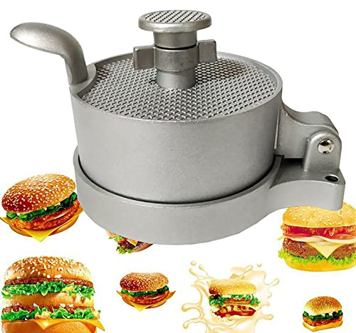 Presse à Hamburger Réglable en Alliage D'aluminium Moule Steak Haché Outil pour Faire des Galettes Boulettes de Viande BBQ Viande Ronde Moule DIY Cuisine à la Maison,Silver,16 * 10.3cm