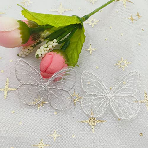 20 Stück Spitze Organza Stickerei Schmetterlinge Applique Patches Sticker Aufnäher Applikation Flicken zum Aufnähen Gestickte Basteln und Dekorieren Auf Kleidung Gardine Tischtuch Taschen Schal