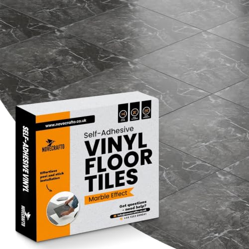 Self Adhesive Vinyl Floor Tiles Pack of 60 Pieces Covers 60 ft² (5.57m²) Peel and Stick Floor Tiles size 12x12 In (30.5x30.5cm) 1.5mm thick Waterproof Kitchen Luxe Marble Effect Vinyl Flooring