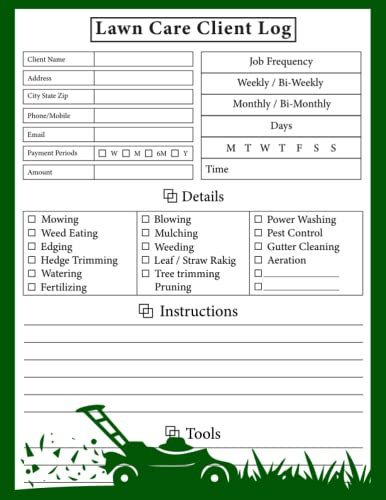 Lawn care client Log book: Lawn Mowing and Landscape Appointment Logbook, Keep Track And Record of Your Client's Information, Useful For Lawn Care ... yard maintenance book | 110 pages | 8.5x11