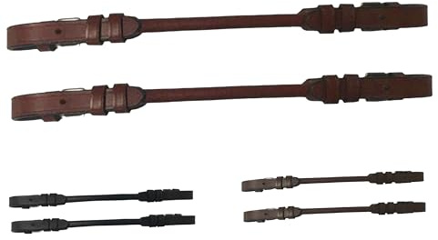Majestic Ally Pair of Rolled Leather Buckeled Grab Strap for English Saddles, Hand Hold Strap for Safety When Riding Horse - Pack of 2 (Chestnut)