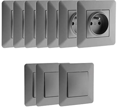 Zenitech - Lot de 7 prises et 3 va et vient titanium - Artezo