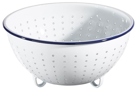 Hairy Bikers Enamelled Cookware, Colander, PFOA Free, Dishwasher Safe, White