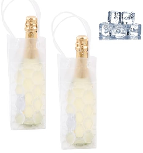 Ice Wine Bag, Wine Cooler, Wine Cooler Refrigerator, Wine Bottle Cooler, Portable Folding Transparent Wine Bag, Suitable for Champagne or White Wine, Chilled Beer, Parties, Wine Cooler Bucket（a pair）