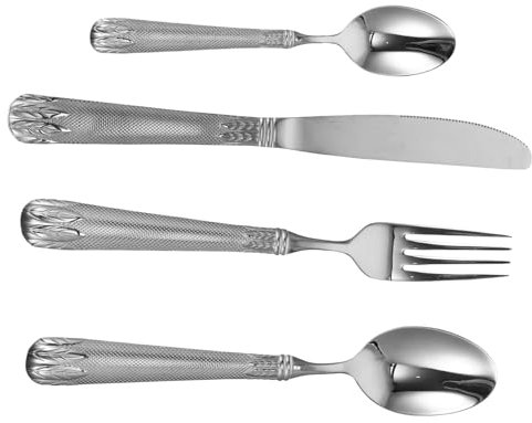 LIFKOME 1 Satz Vintage geprägtes Geschirr Gabeln-Löffel-Kit Kuchendekorationsset Bausatz Besteck Küchenwaren Geschirr aus Edelstahl Rostfreier Stahl Suite Messer und