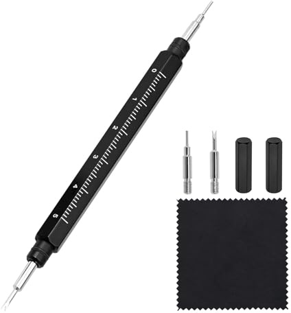 WOCCI Premium Reparaturwerkzeug-Set zum Entfernen und Installieren von Uhrenarmbändern, Federstegen und Stiften – Edelstahl-Werkzeug mit Kappen, Ersatzgabel und Reinigungstuch