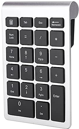 Plyisty Pavé Numérique sans Fil, pavé Numérique USB ou 2.4G, Clavier Numérique de comptabilité Financière alimenté par Batterie, 22 Touches (Couleur Noir argenté)