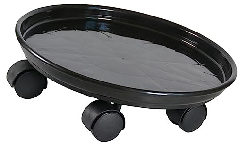 Plateau de Pot de Fleurs Mobile avec Roulettes, Base Ronde Plastique Noir