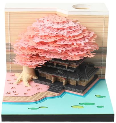 BibHoly 3D-Notizblock,2025 Baum Schreibtischkalender mit LED-Lichtern 3D Kalender Abreißen 2025 Schnitzen Geschenk Desktop Dekoration für Schule Home Office