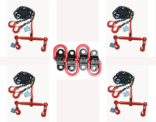4 St. Zurrkette- Spannkette zur Ladungssicherung 2-teilig 2,2kn 6mm Nutzl.:2m und 4St. Anschlagpunkt schraubbar 1120kg Gütekl.8