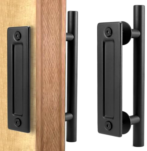 QWORK® 30CM Scheunentorgriff, Doppelseitiger Schwarzer Türgriff, Universeller Türgriff, für Schiebetüren
