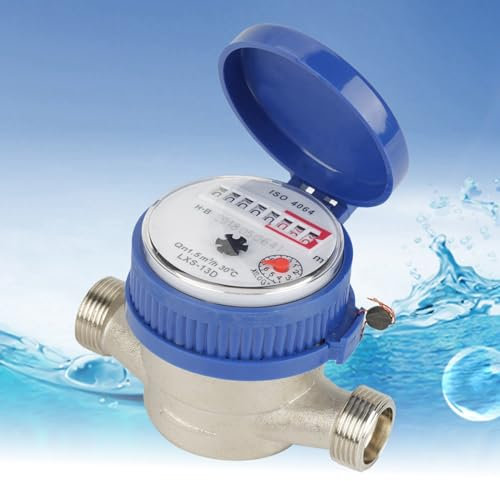 ZenithAur Kaltwasserzähler mit Messingbeschlägen, 15 mm 1/2 Zoll Wasserdurchflussmesser für den Einsatz im Garten und Zuhause