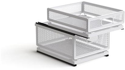 Genérico - Cajón extraíble para cocina, cajón telescópico para armario, cajón de armario de cocina con cesta, sin necesidad de perforación ni clavado, cajón de cocina (doble capa, 30 cm P x 24 cm A x