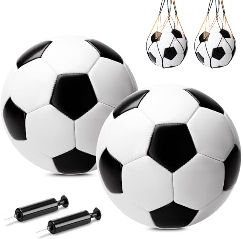 INPODAK 2Pack Fußball Größe 2 Kleiner Klassische Fussball Kinder mit Pumpe | Kinderfussball Ball für Kinder Draußen Garten Spielen Training Geburtstag Weihnachten Geschenke für Junge Mädchen