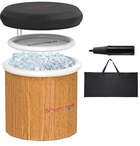SPORTNOW vasca per il ghiaccio, vasca per il ghiaccio gonfiabile da 300 litri con copertura, borsa per il trasporto, pompa ad aria, per atleti e principianti Brown